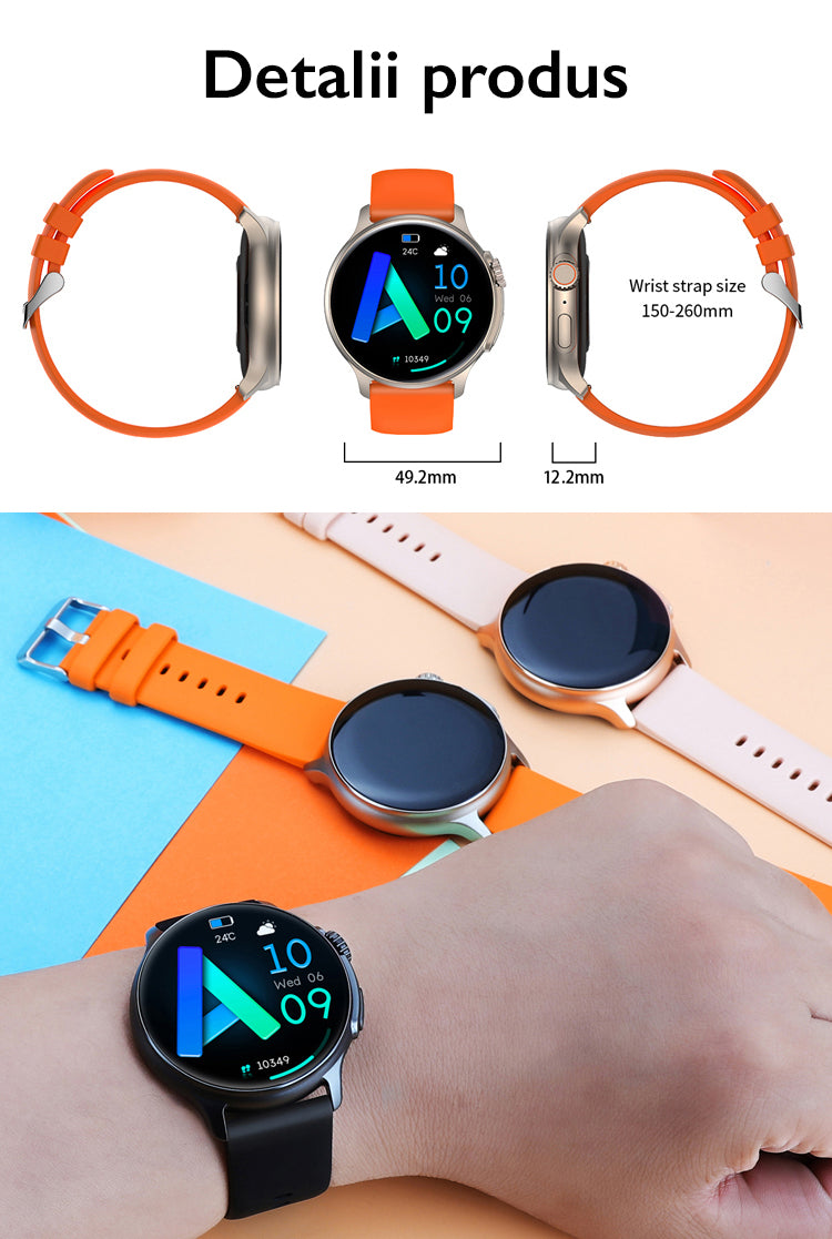 Ceas Smartwatch Femei TechONE K58 Ultra, Auriu Ceas Smartwatch Femei TechONE K58 Ultra, Auriu